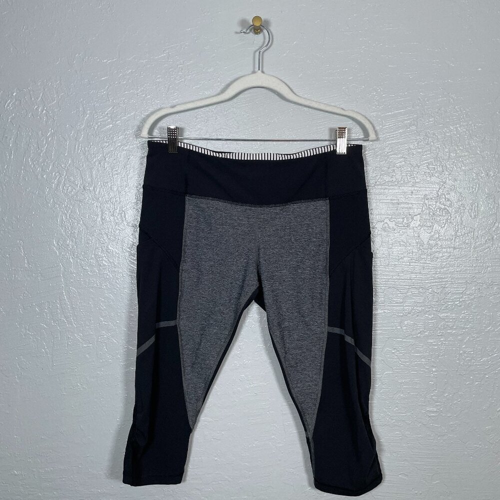 Lululemon Women 10 Black Hop To It Crop Full-On Luxtreme Pockets Athleisure